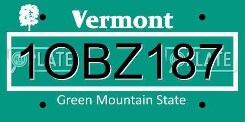 1OBZ187 Vermont License Plate