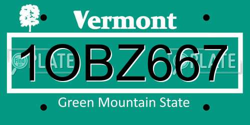 1OBZ667 Vermont License Plate