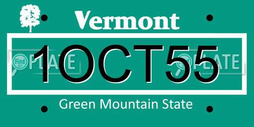 1OCT55 Vermont License Plate