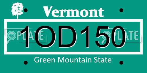 1OD150 Vermont License Plate