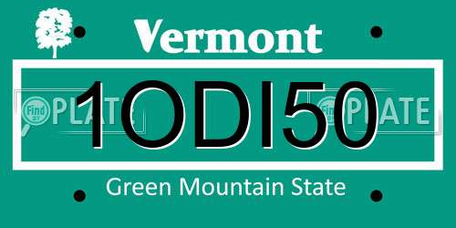 1ODI50 Vermont License Plate