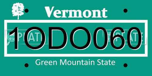 1ODO060 Vermont License Plate