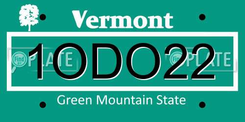 1ODO22 Vermont License Plate