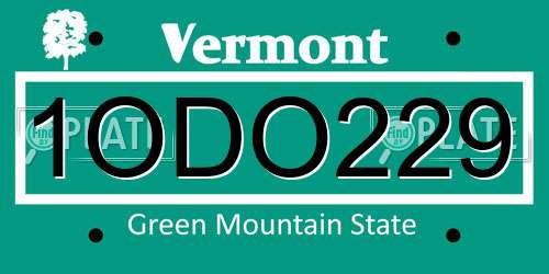 1ODO229 Vermont License Plate