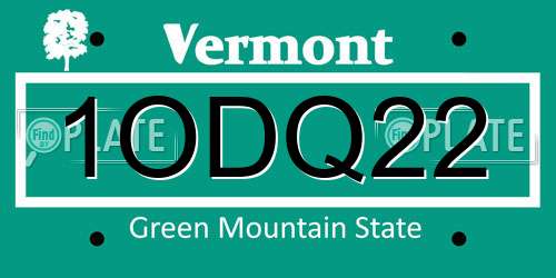 1ODQ22 Vermont License Plate