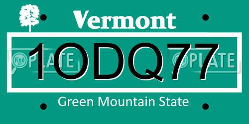 1ODQ77 Vermont License Plate
