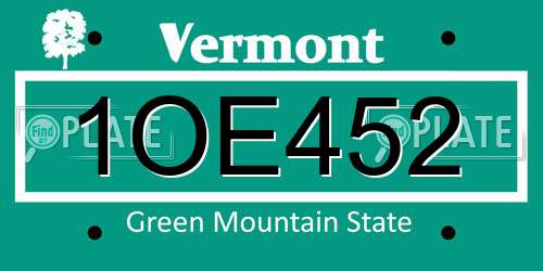 1OE452 Vermont License Plate