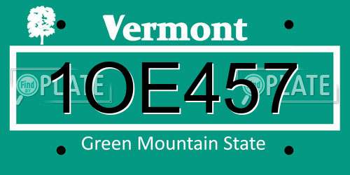 1OE457 Vermont License Plate