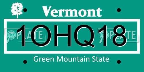 1OHQ18 Vermont License Plate