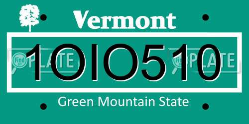 1OIO510 Vermont License Plate