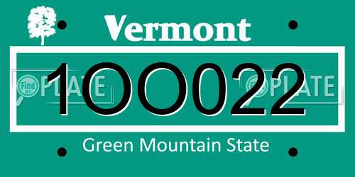 1OO022 Vermont License Plate