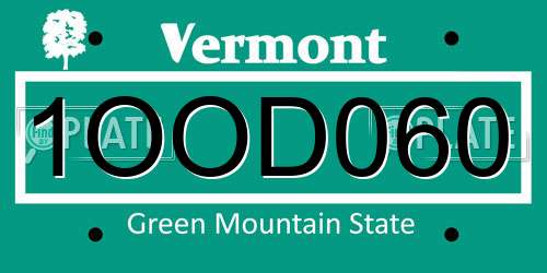 1OOD060 Vermont License Plate