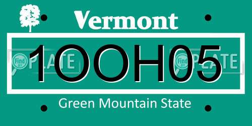 1OOH05 Vermont License Plate