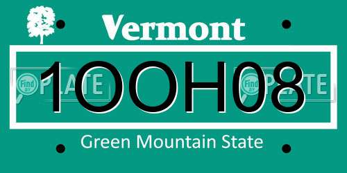 1OOH08 Vermont License Plate