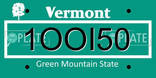 1OOI50 Vermont License Plate