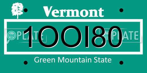 1OOI80 Vermont License Plate