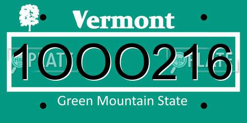 1OOO216 Vermont License Plate