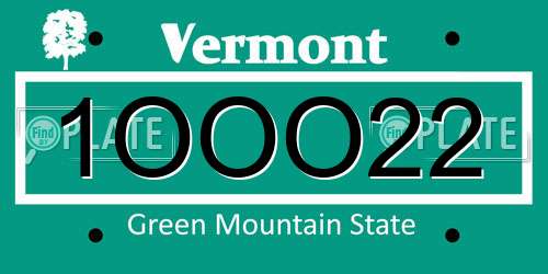 1OOO22 Vermont License Plate