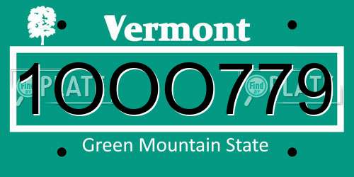 1OOO779 Vermont License Plate