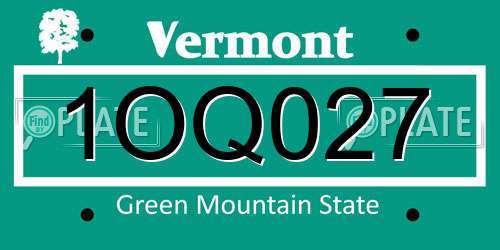 1OQ027 Vermont License Plate