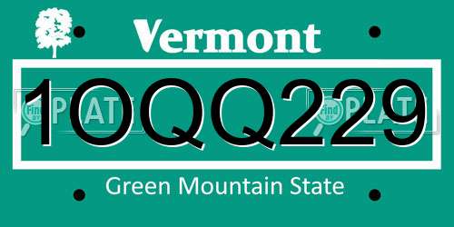 1OQQ229 Vermont License Plate