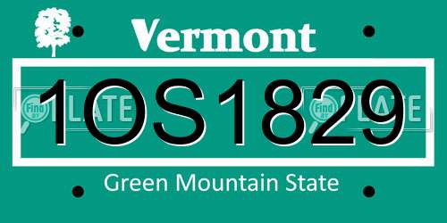 1OS1829 Vermont License Plate