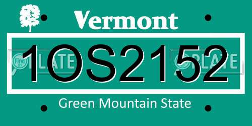 1OS2152 Vermont License Plate