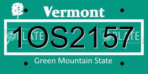 1OS2157 Vermont License Plate