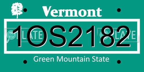 1OS2182 Vermont License Plate