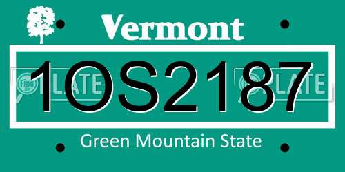 1OS2187 Vermont License Plate