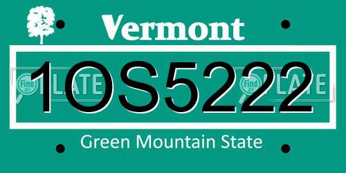 1OS5222 Vermont License Plate
