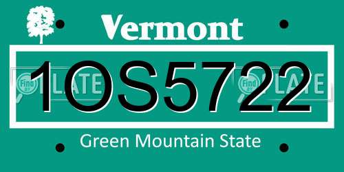 1OS5722 Vermont License Plate