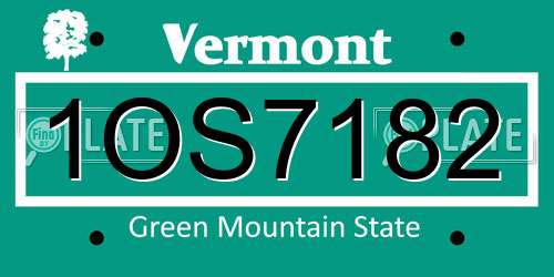 1OS7182 Vermont License Plate