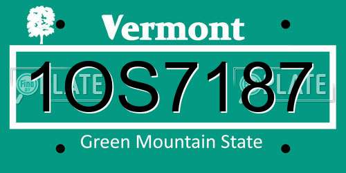 1OS7187 Vermont License Plate