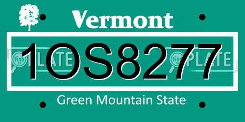 1OS8277 Vermont License Plate