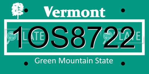 1OS8722 Vermont License Plate