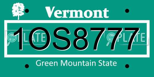 1OS8777 Vermont License Plate