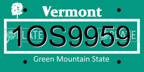 1OS9959 Vermont License Plate