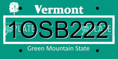 1OSB222 Vermont License Plate