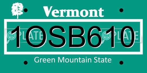 1OSB610 Vermont License Plate
