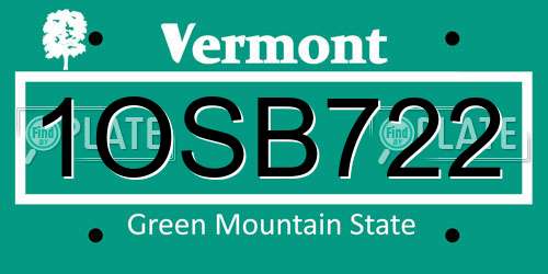 1OSB722 Vermont License Plate