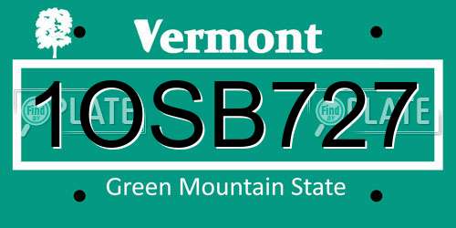 1OSB727 Vermont License Plate
