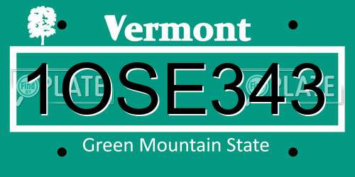 1OSE343 Vermont License Plate