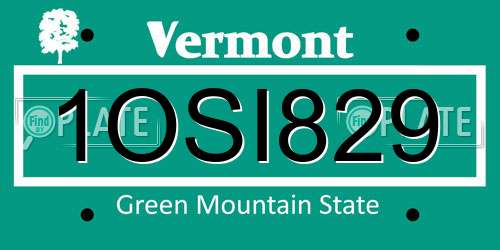 1OSI829 Vermont License Plate