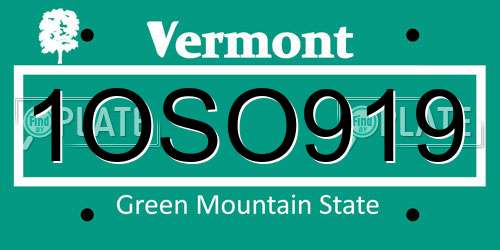 1OSO919 Vermont License Plate