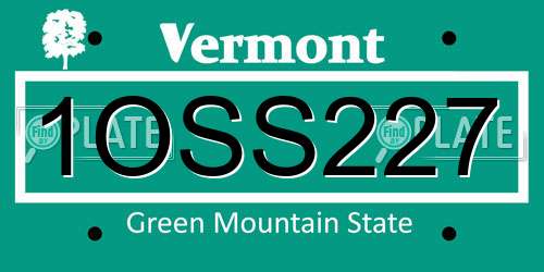 1OSS227 Vermont License Plate