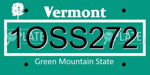 1OSS272 Vermont License Plate