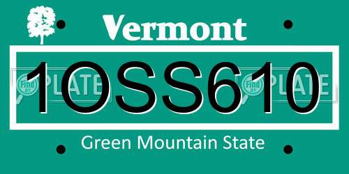 1OSS610 Vermont License Plate