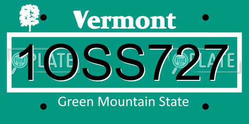 1OSS727 Vermont License Plate