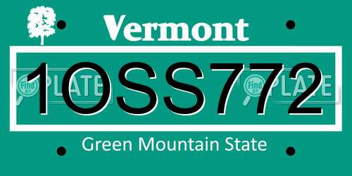 1OSS772 Vermont License Plate